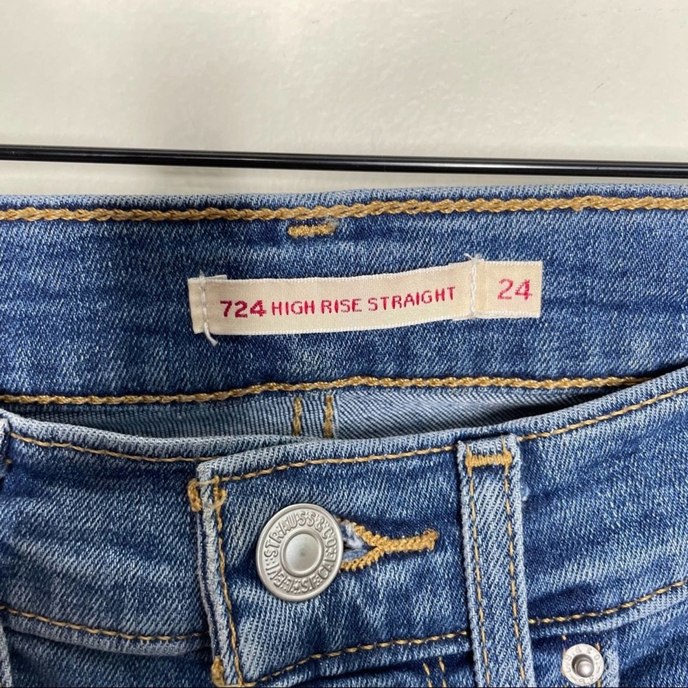 LEVI'S 724 High Rise Straight Jeans Distressed WW1 - Picture 6 of 8